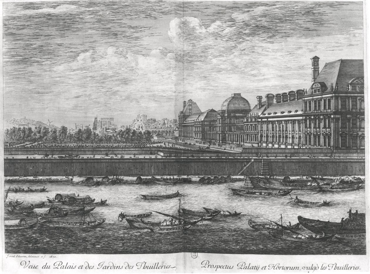 Utsikt över Palais des Tuileries och trädgårdarna, 1670 av Israël Silvestre the Younger