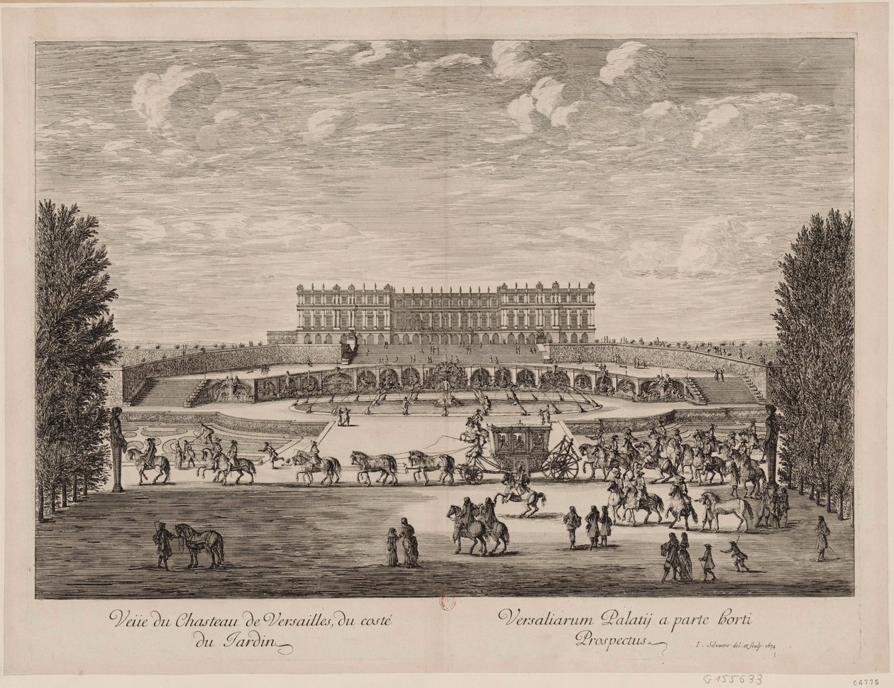 Utsikt över slottet i Versailles från trädgården av Israël Silvestre