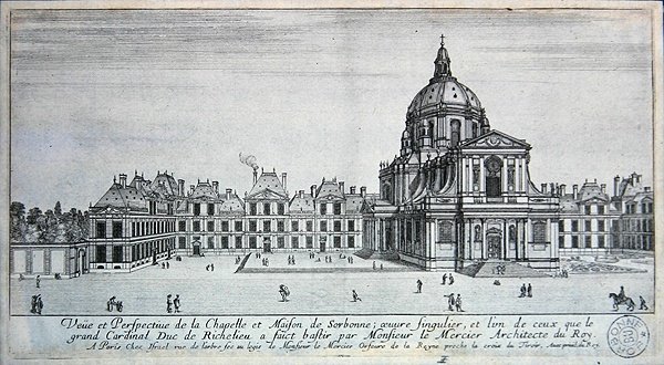 Utsikt över kapellet och Maison de Sorbonne (gravyr) av Israel the Younger Silvestre