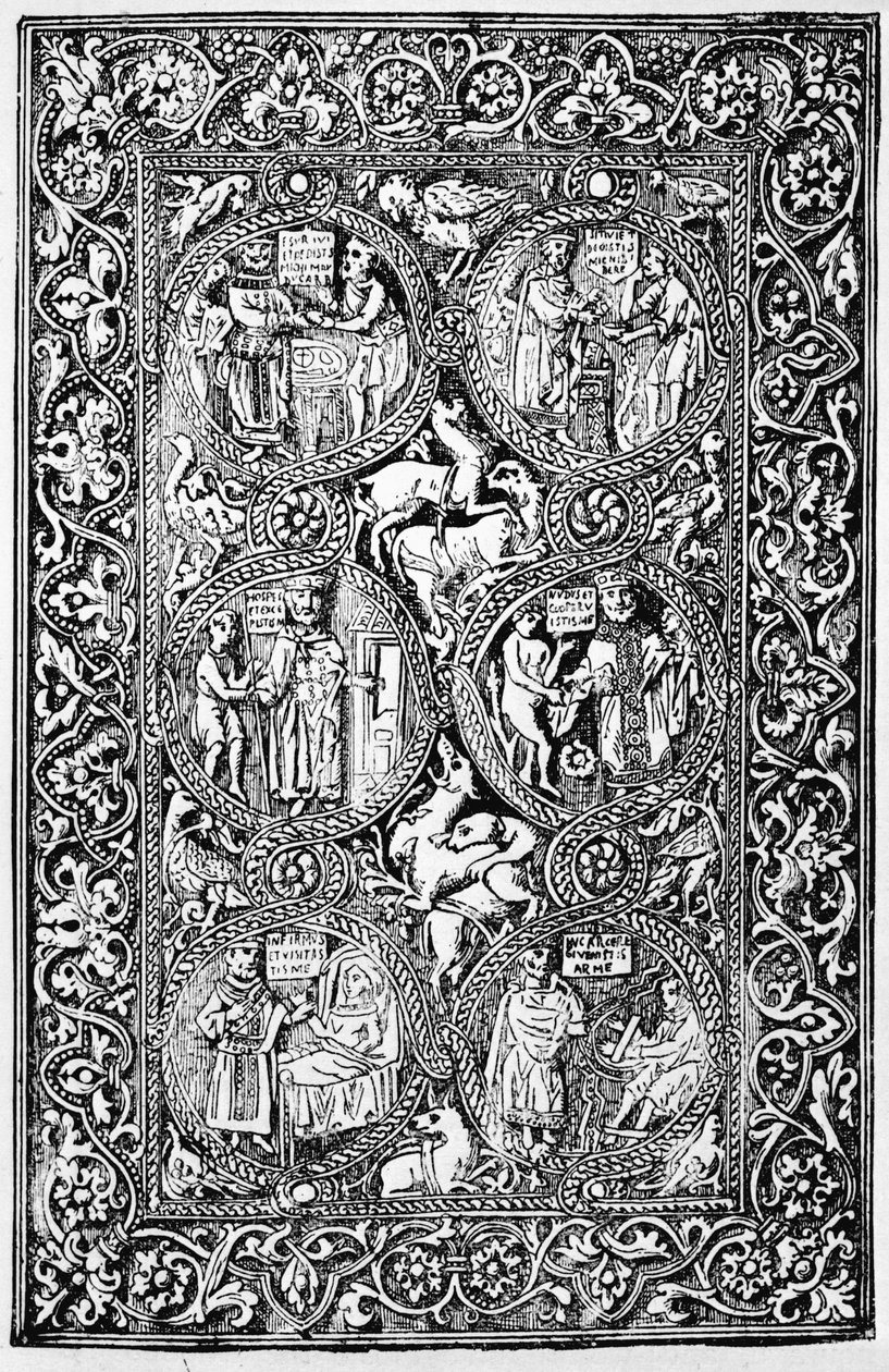 En kopia av den elfenbensfärgade baksidan av Queen Melisende Psalter, återgiven i The Crusades: the story of the Latin Kingdom of Jerusalem av T.A. Archer, 1894 av Israeli School