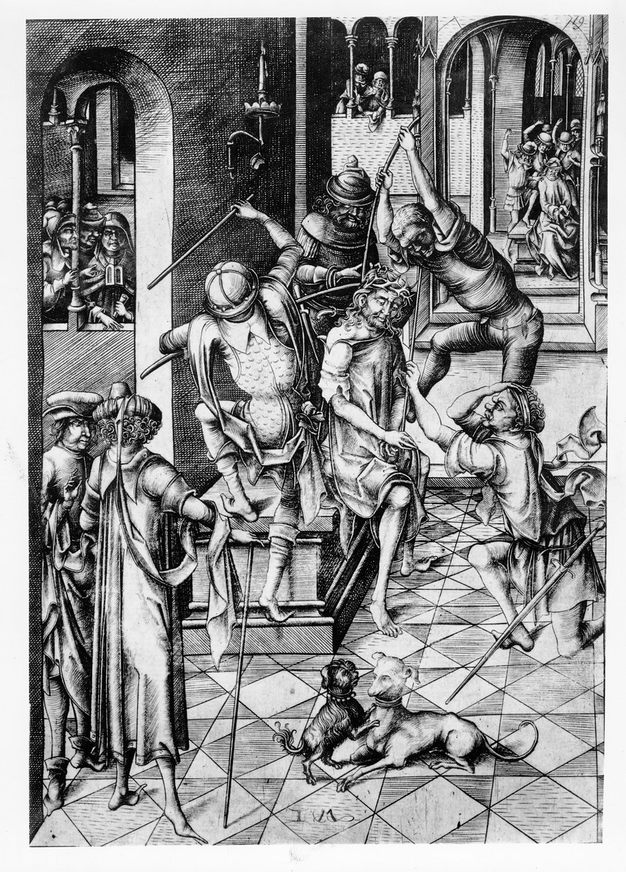 Kristus krönt med törnen, c.1480 av Israhel van Meckenem the younger