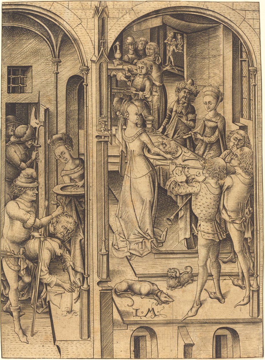 Halshuggning av Johannes Döparen, ca. 1480. av Israhel van Meckenem
