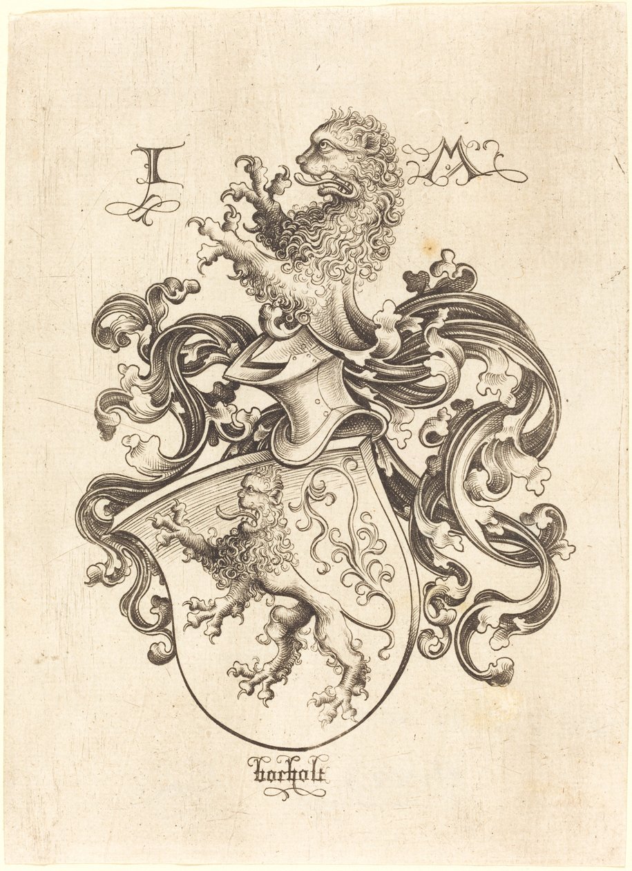 Vapensköld med lejon, ca. 14801490. av Israhel van Meckenem