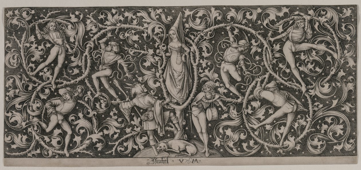Prydnad med Dance of the Lovers. av Israhel van Meckenem