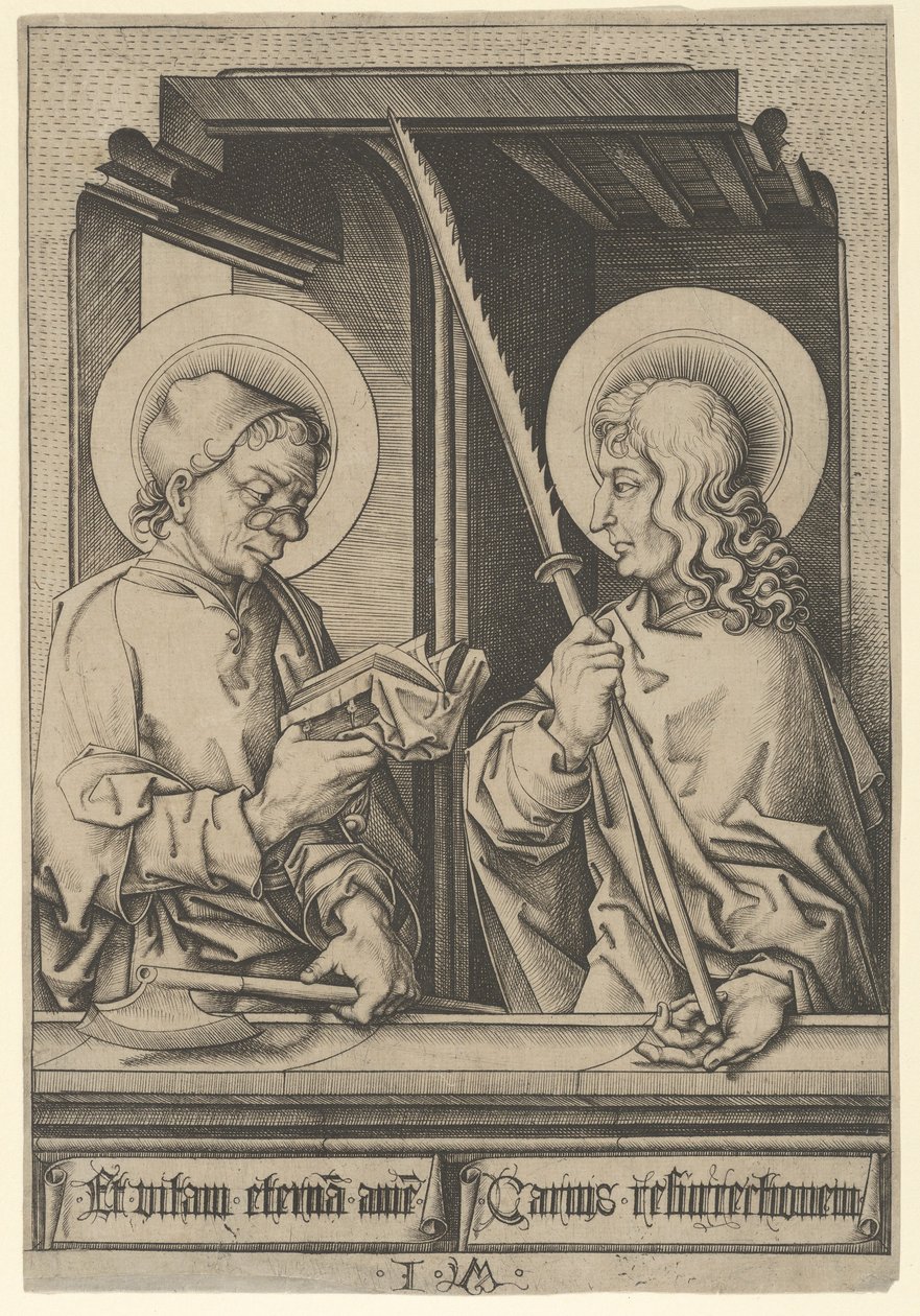 De heliga Matthias och Judas Thaddaeus, från The Apostles,.n.d. av Israhel van Meckenem
