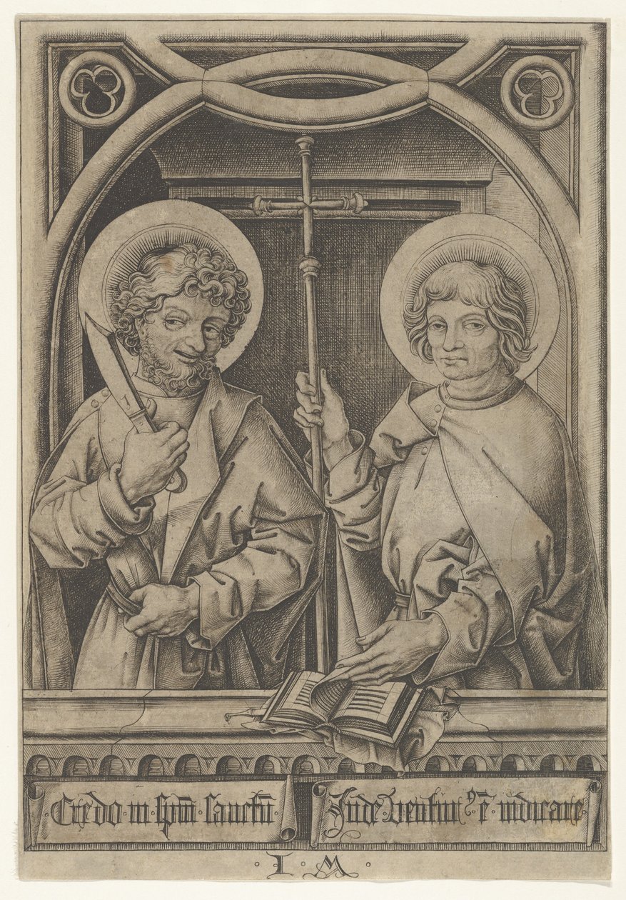 St. Bartolomeus och St. Filip, från Apostlarna, 1435-1503. av Israhel van Meckenem
