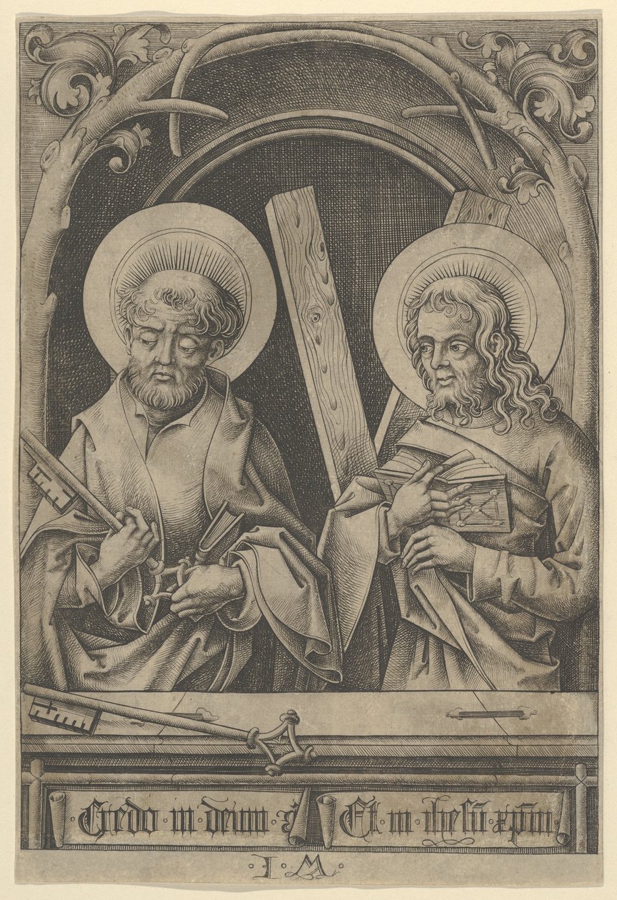St. Peter och St. Andrew, från The Apostles. av Israhel van Meckenem