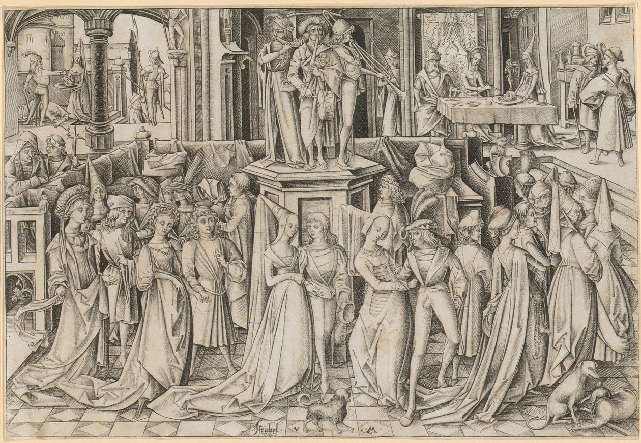 Tanz am Hof des Herodes av Israhel van Meckenem