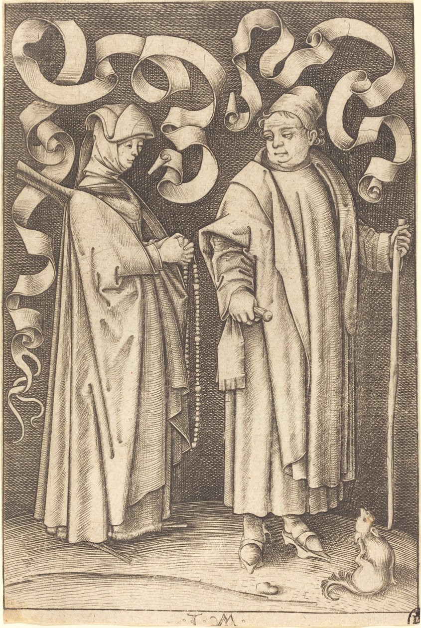 Kyrkobesökarna, ca. 14951503. av Israhel van Meckenem