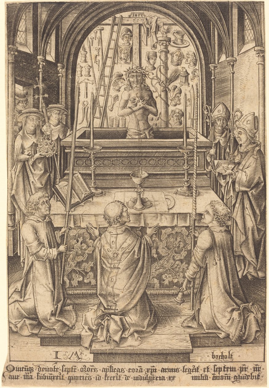 Sankt Gregorius mässa, ca. 14801485. av Israhel van Meckenem