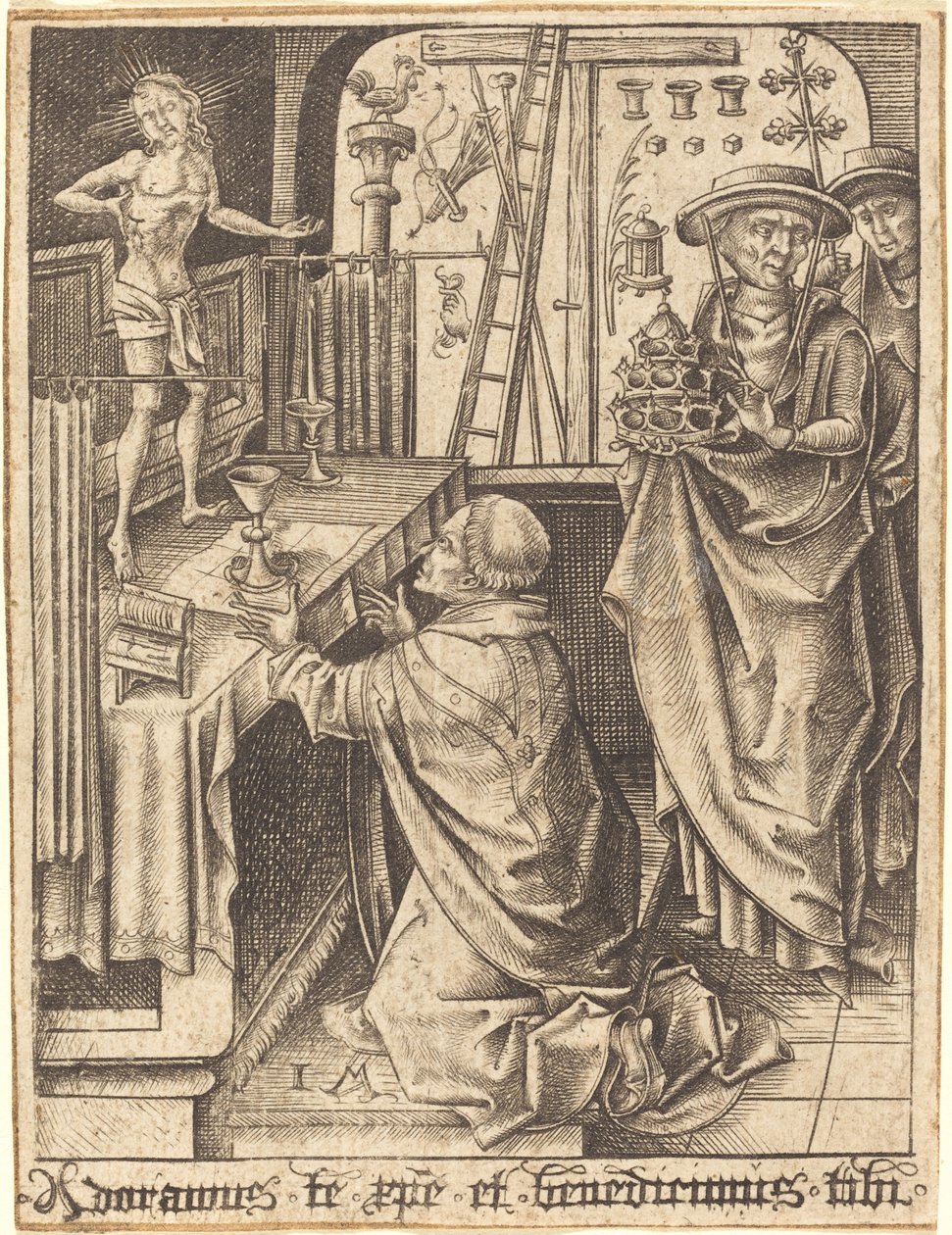 Sankt Gregorius mässa, ca. 14801490. av Israhel van Meckenem