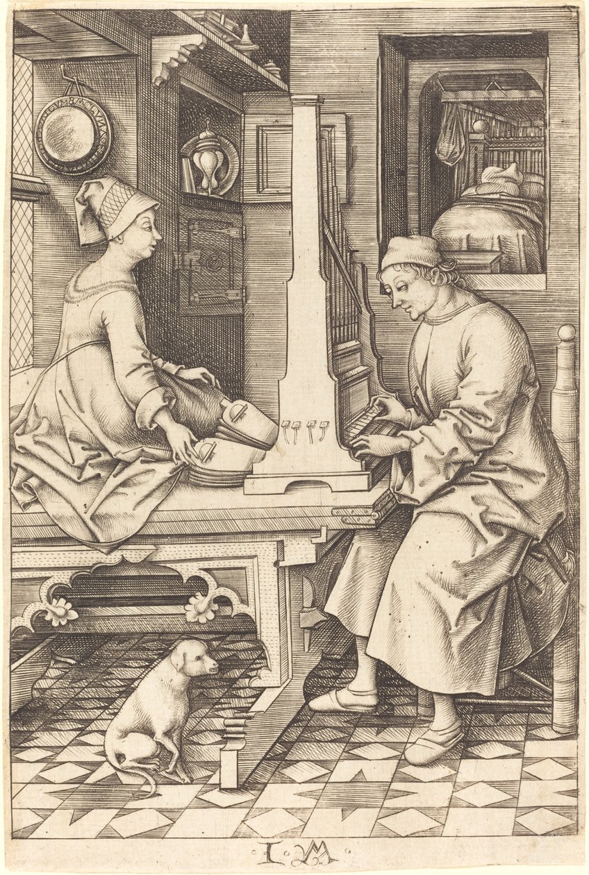 Orgelspelaren och hans hustru, ca. 14951503. av Israhel van Meckenem
