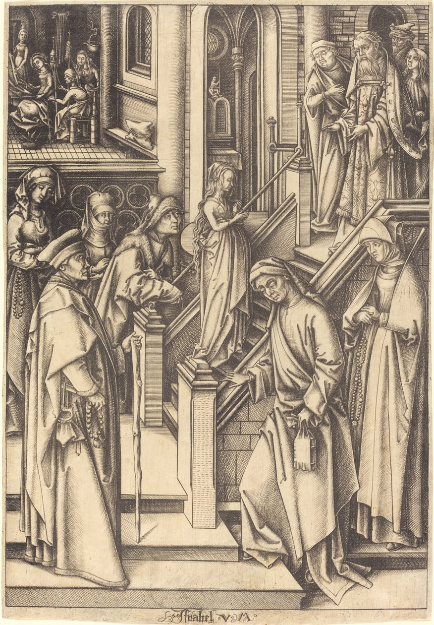 Presentationen av Jungfrun, ca. 14901500. av Israhel van Meckenem