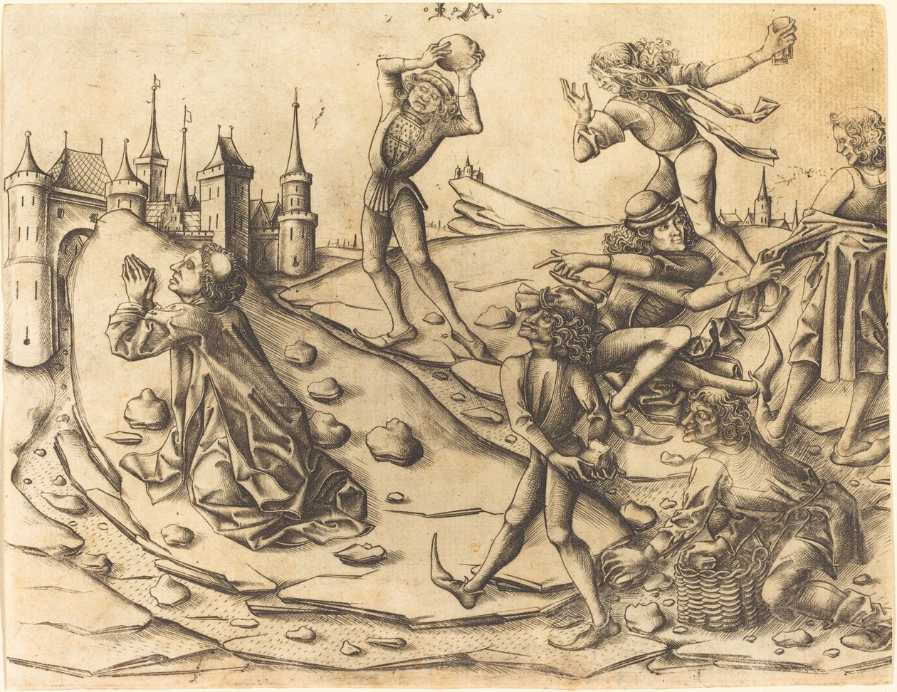 Steningen av Sankt Stefan, ca. 1470. av Israhel van Meckenem