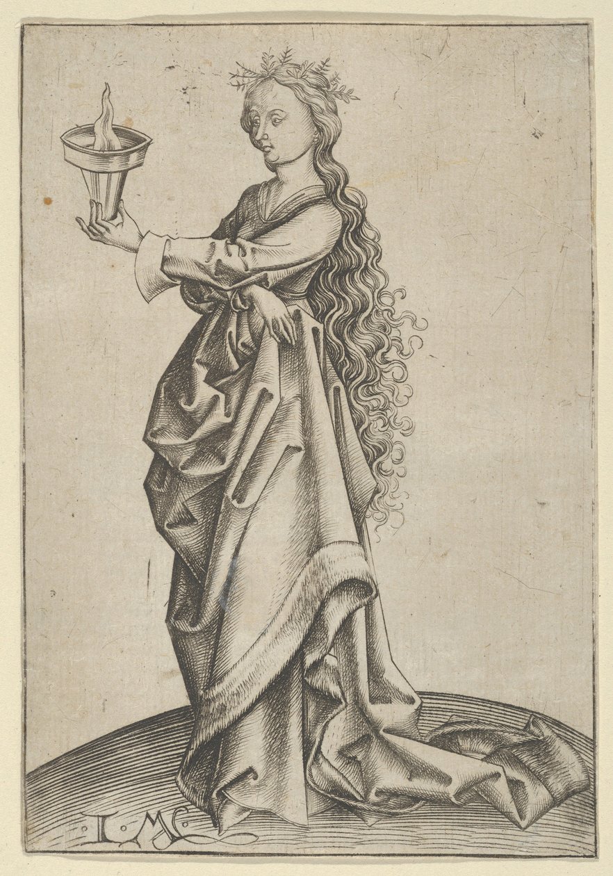 Den tredje vise jungfrun, ca. 1450-1503. av Israhel van Meckenem