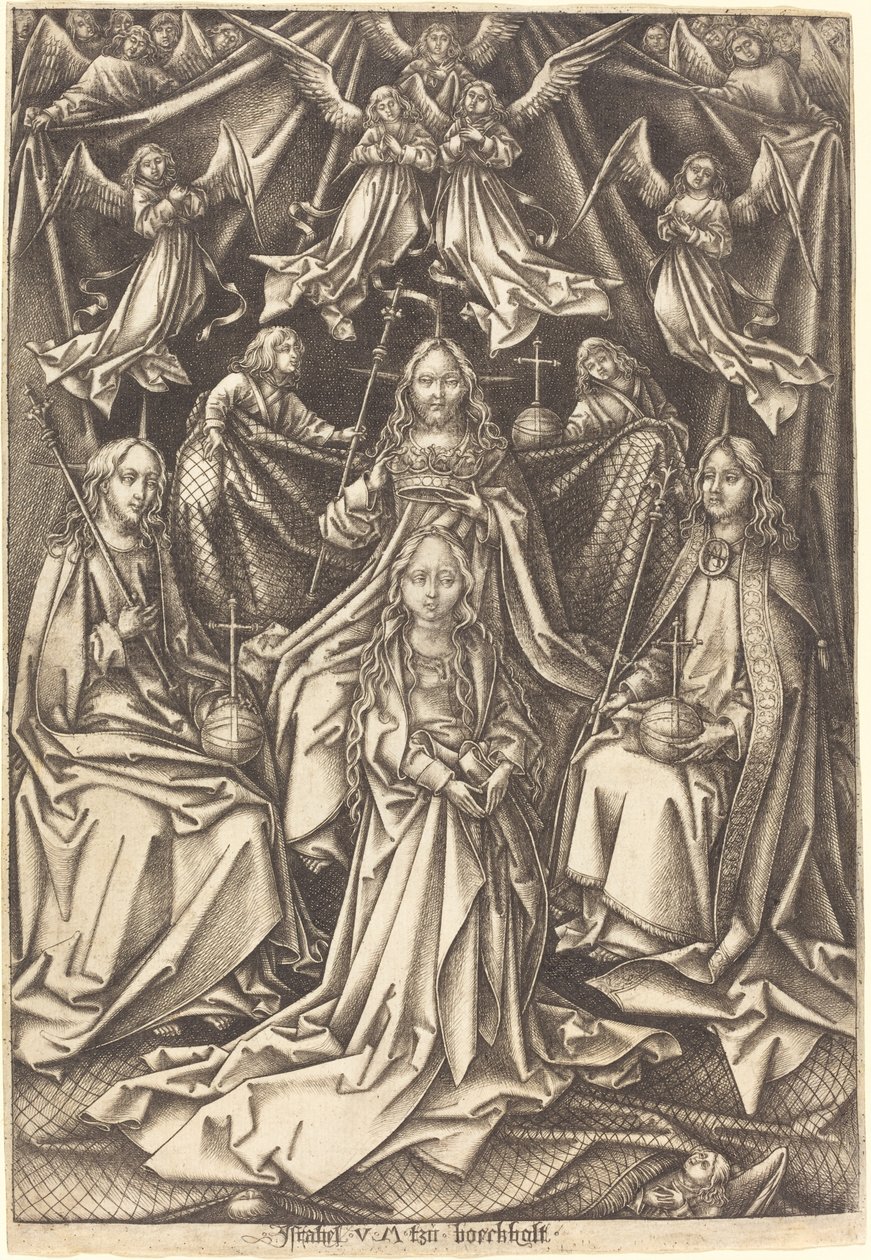 Jungfruns kröning av Israhel van Meckenem after Hans Holbein the Elder