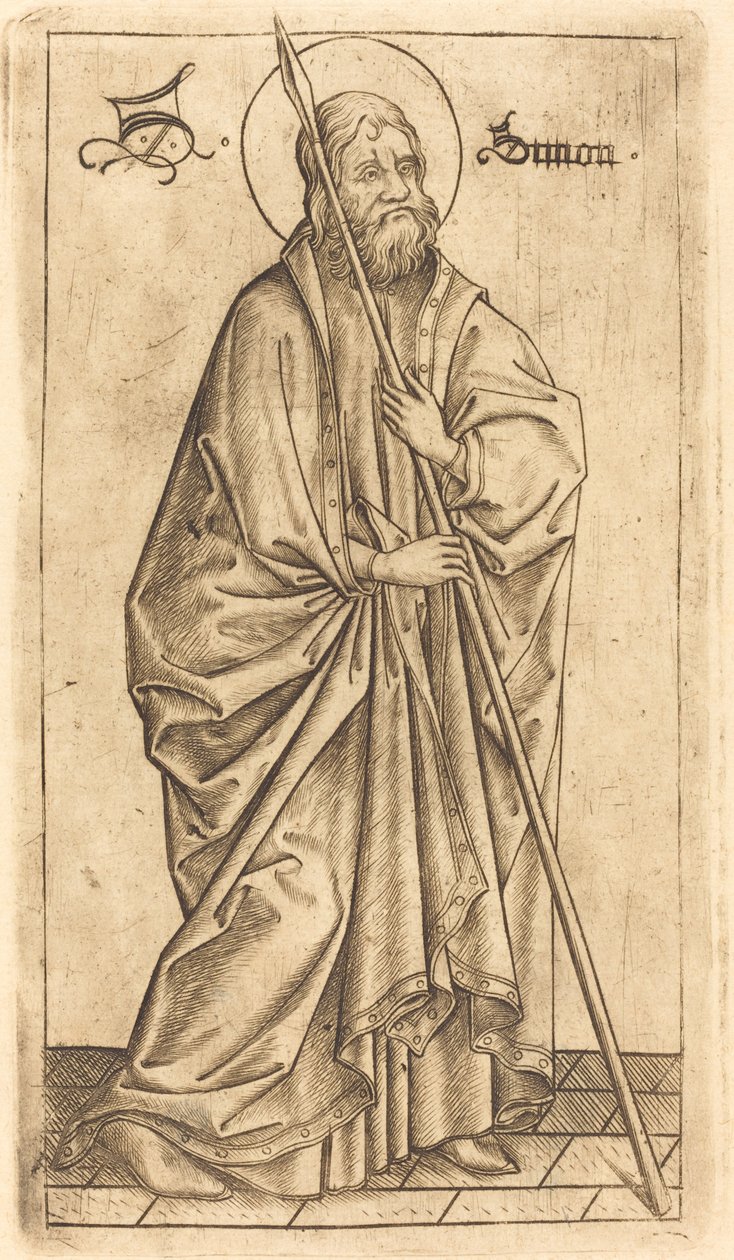 Saint Thomas (?) eller Saint Simon (?) av Israhel van Meckenem after Master E.S.