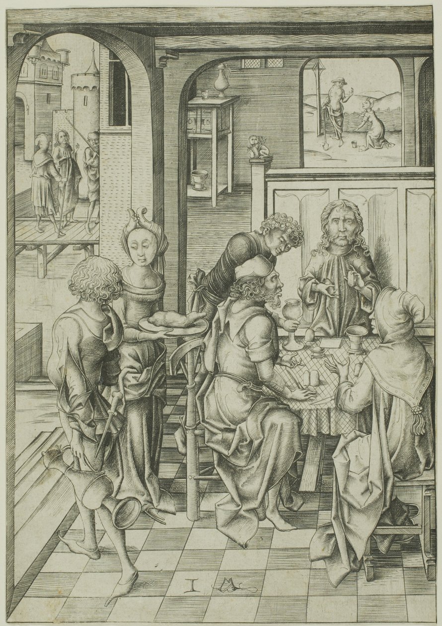 Kristus vid Emmaus av Israhel van Meckenem the younger