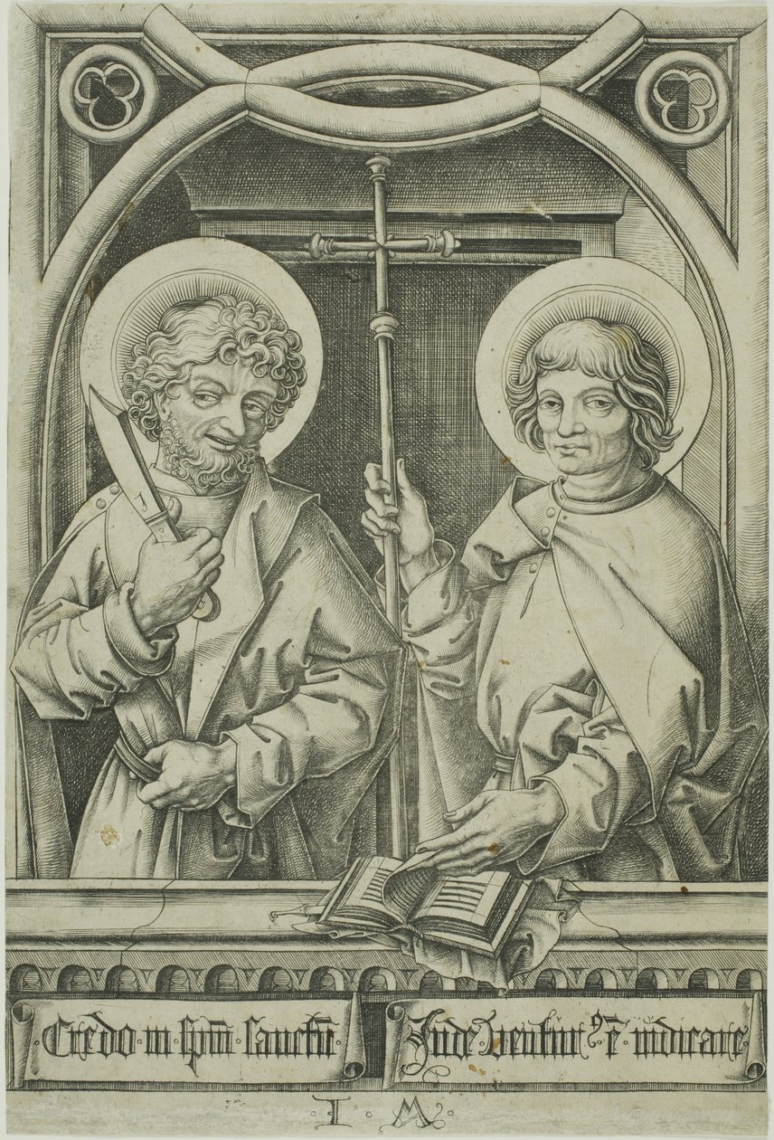 Sankt Bartolomeus och Sankt Filippos från De tolv apostlarna av Israhel van Meckenem the younger