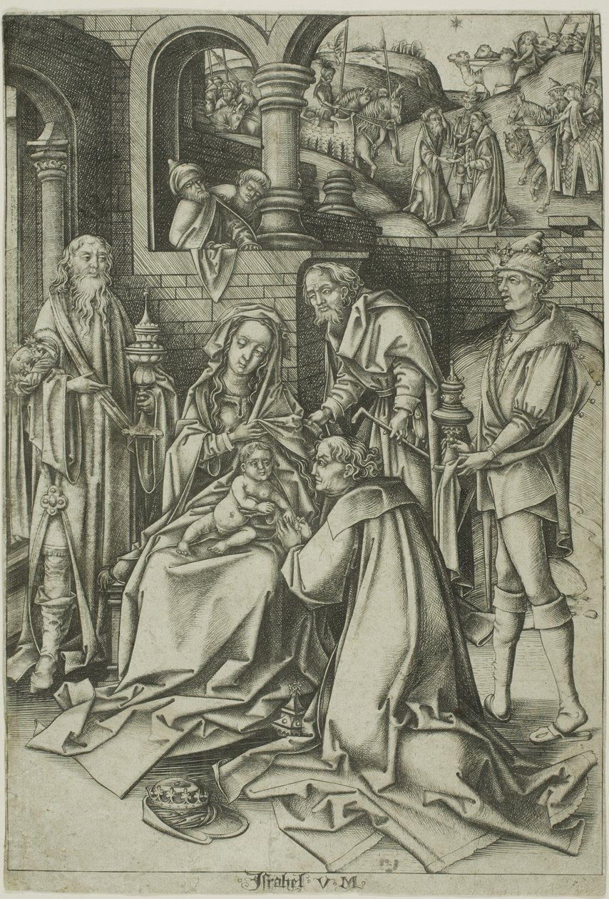 De vise männens tillbedjan av Israhel van Meckenem the younger