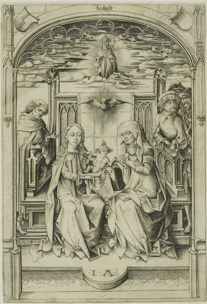 Den heliga familjen av Israhel van Meckenem the younger