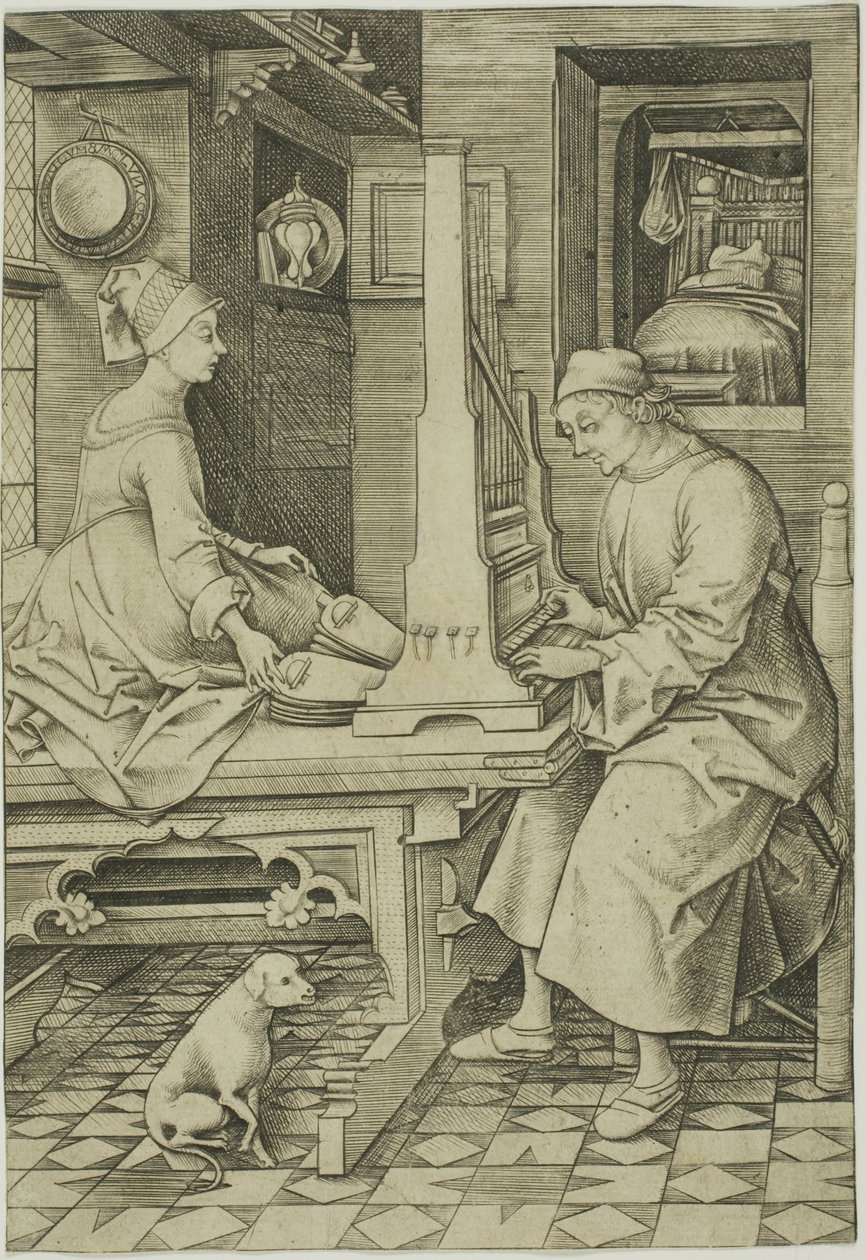 Orgelspelaren och hans fru av Israhel van Meckenem the younger