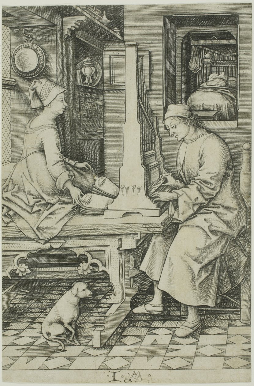 Orgelspelaren och hans fru av Israhel van Meckenem the younger