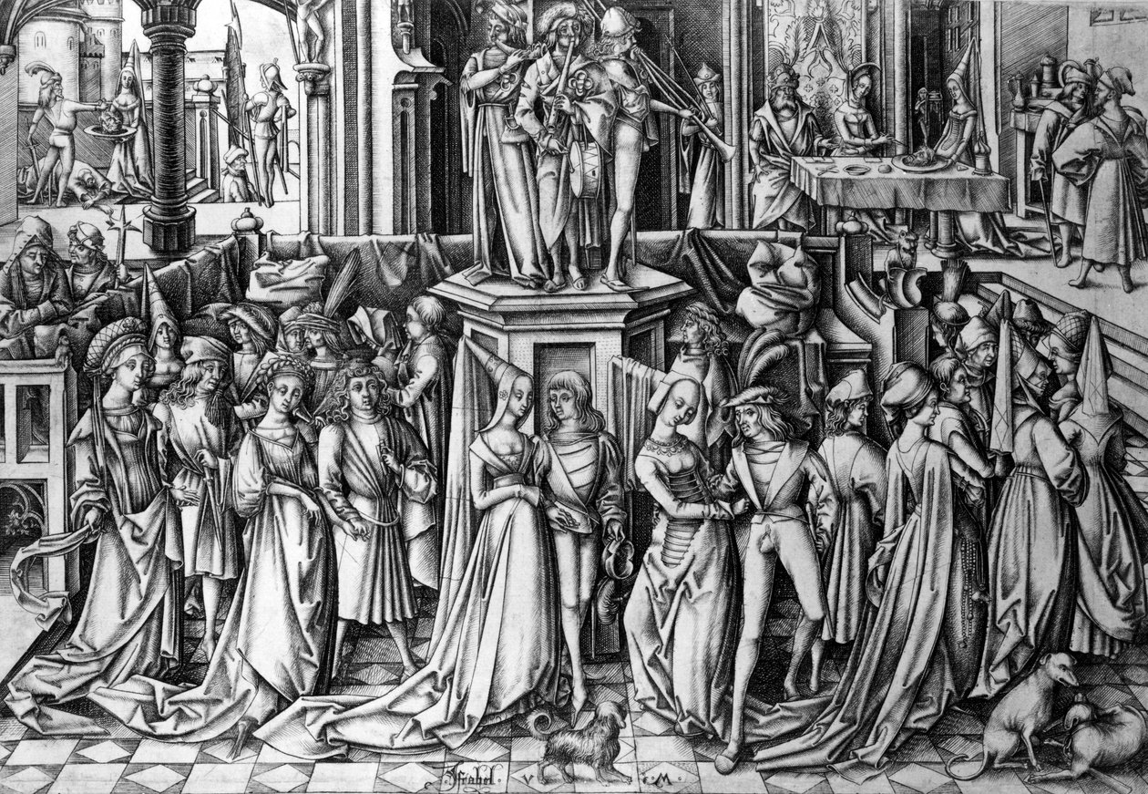 Dans vid Herodes hov, ca 1500 (gravyr) av Israhel van the younger Meckenem