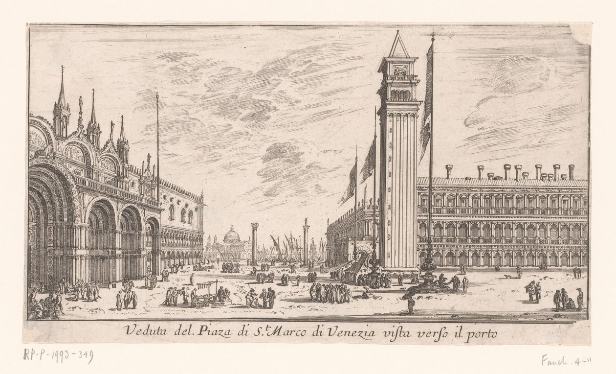 Utsikt över Markusplatsen i Venedig Veduta del Piazza di St. Marco di Venezia vista verso il porto (titel på objekt) Utsikt över Rom och Venedig (serietitel) Vues de Rome et de Venise (serietitel) av Israël Silvestre