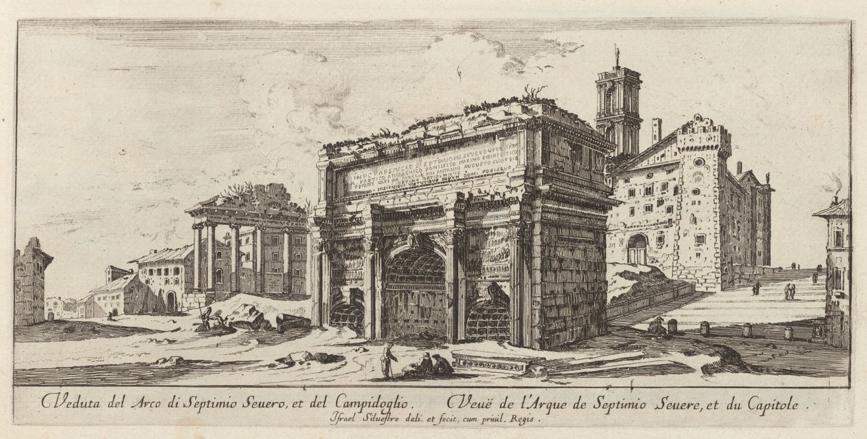 Veduta del Arco di Septimio Severus, et del Campidoglio av Israël Silvestre