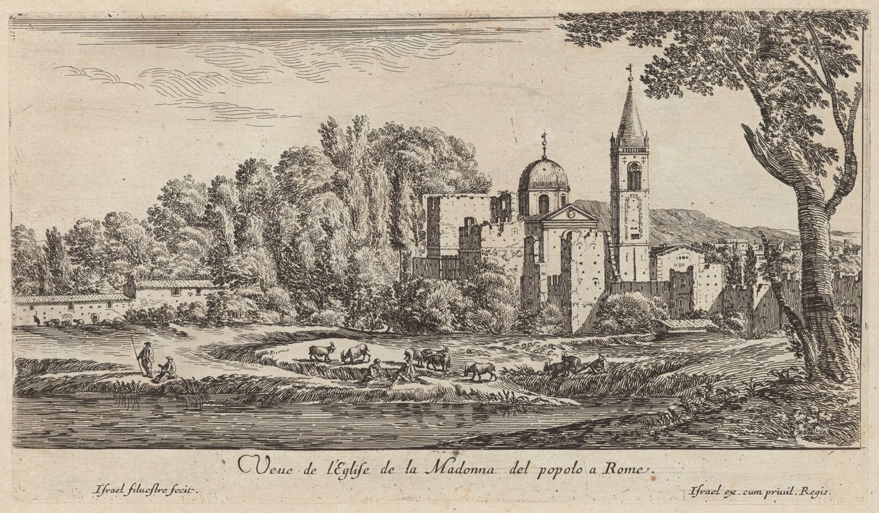 Utsikt över kyrkan Madonna del popolo i Rom av Israël Silvestre