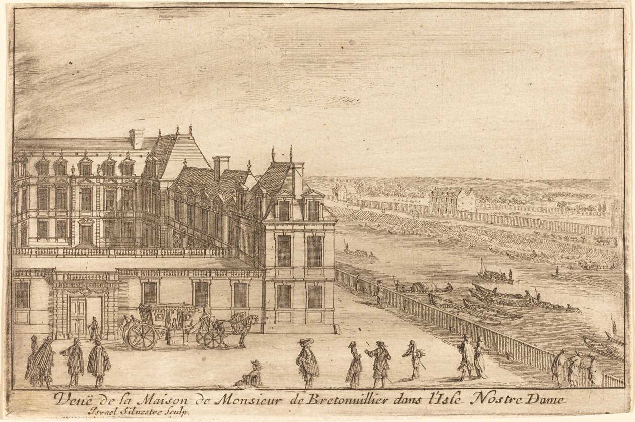 Utsikt över huset av Monsieur de Bretonuiller i Isle Nostre Dame av Israël Silvestre