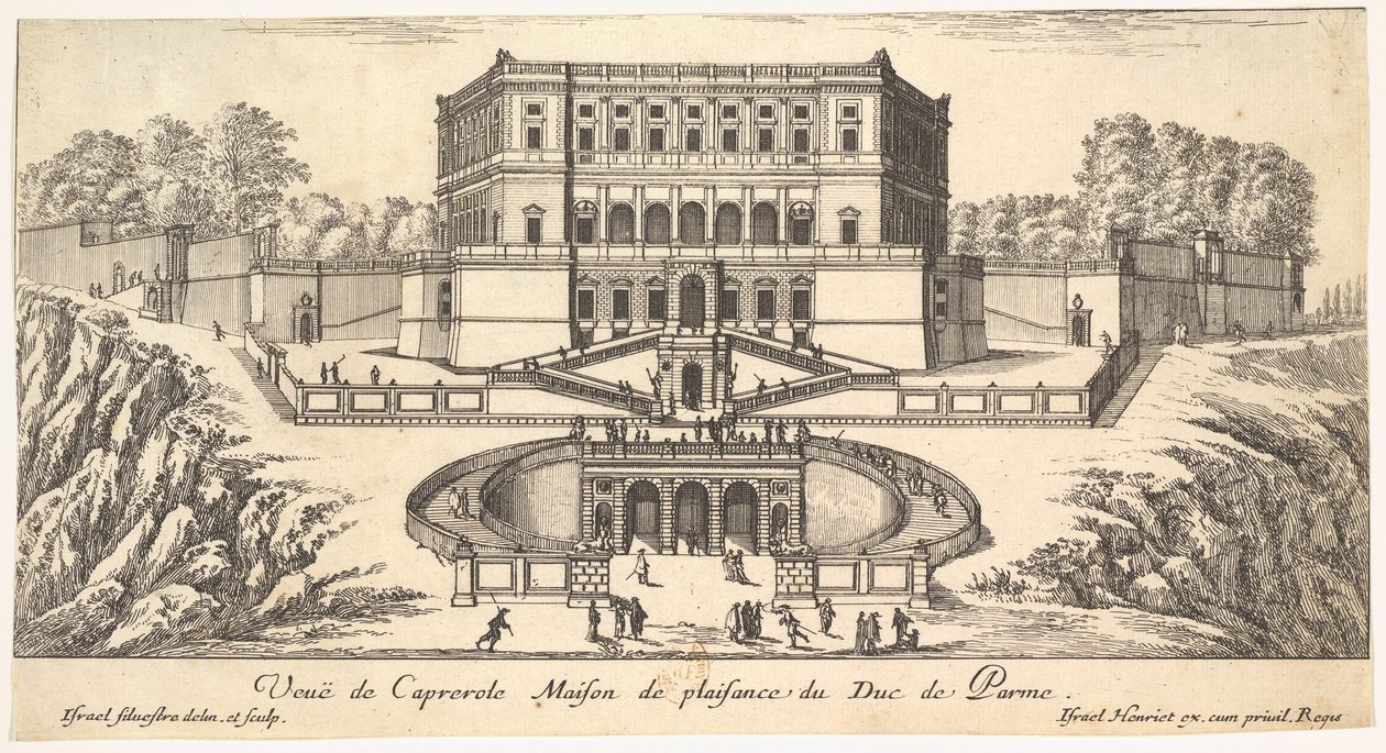 Vy över Caprarola, från en serie av femton vyer över Italien och Frankrike, 1600-talet. av Israël Silvestre