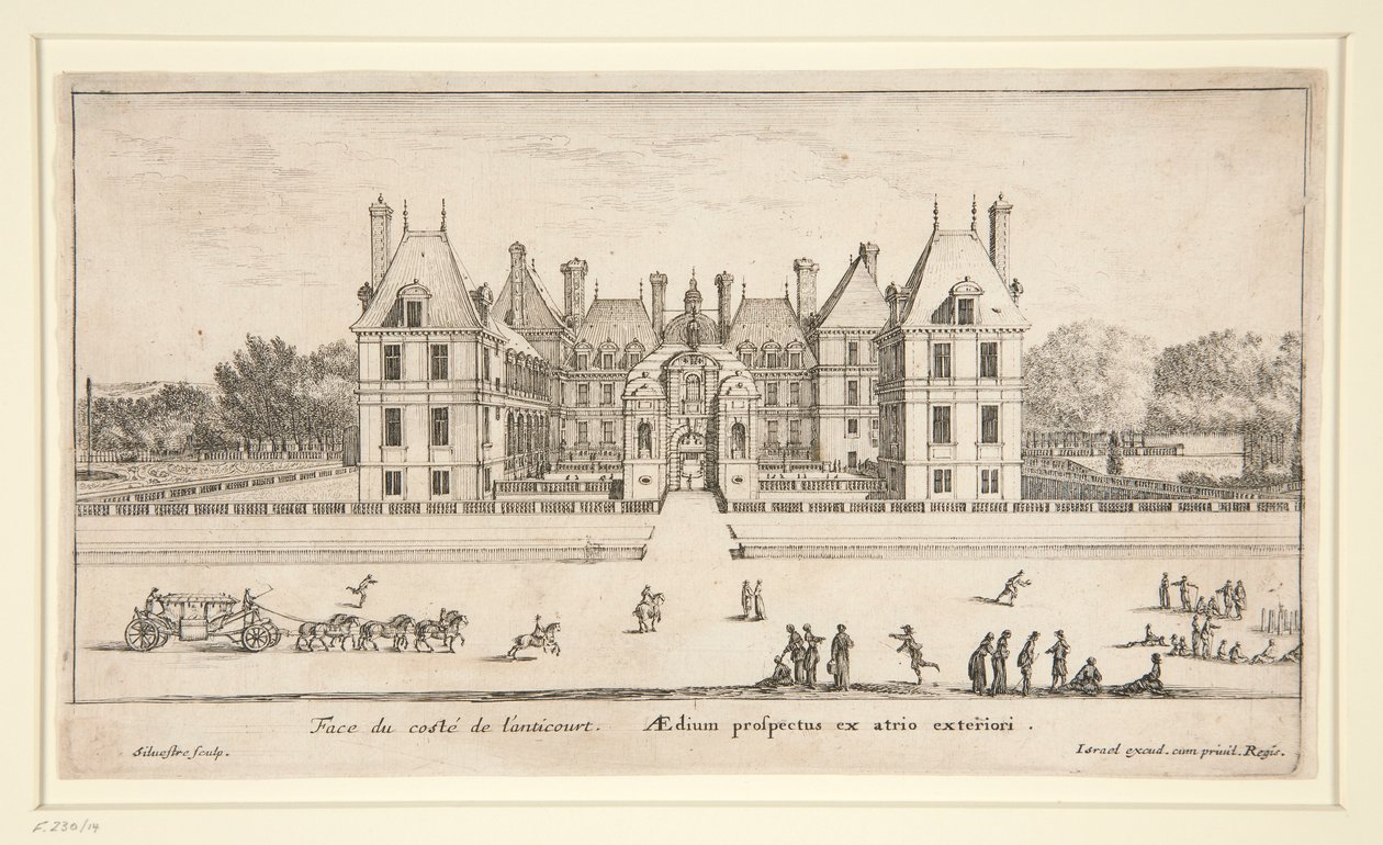 Utsikt över Chateau Liencourt: The Forecourt av Israël Silvestre