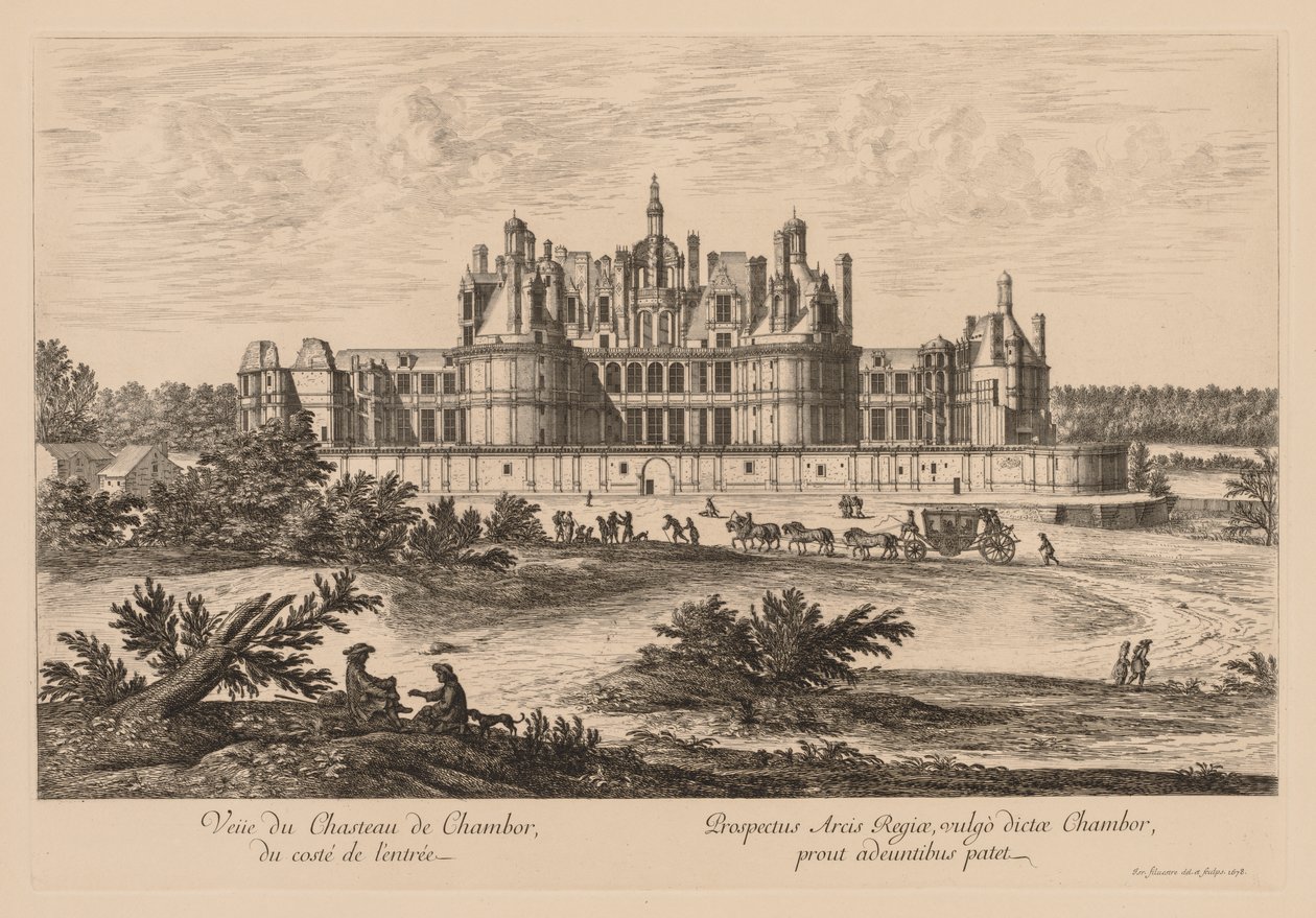 Utsikt över Château de Chambord, från entrésidan av Israël Silvestre