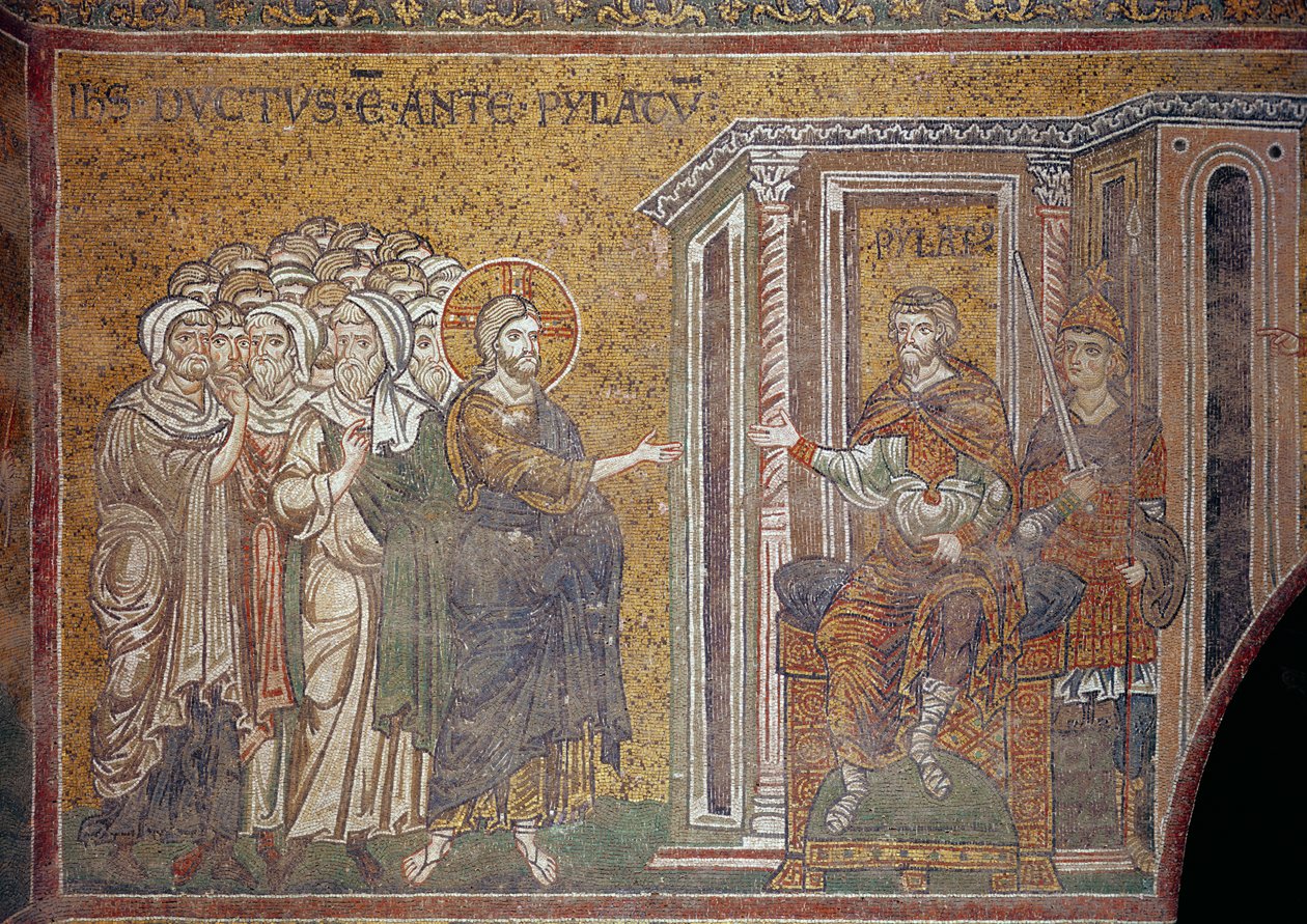 Kristus före Pilatus (mosaik) av Italian School