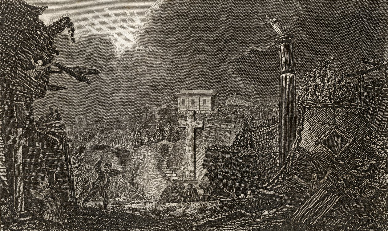 Jordbävningen började i Messina 1783 av Italian School