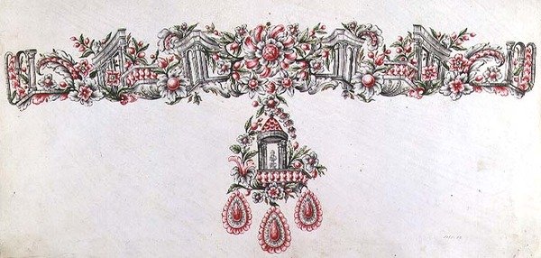 Design för en collier (ritning) av Italian School