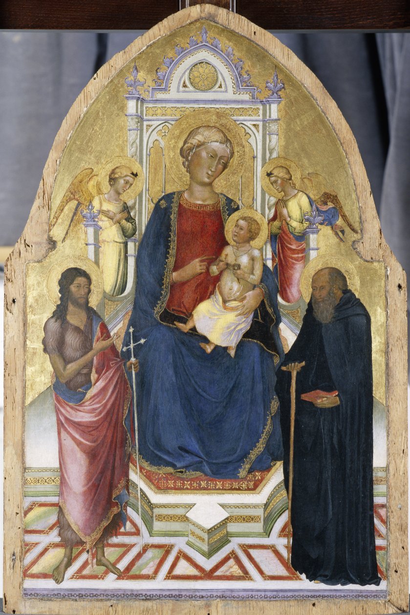Tronades Madonna och barn med de heliga Johannes Döparen och Antonius, ca 1380-90 (tempera på furu) av Italian School
