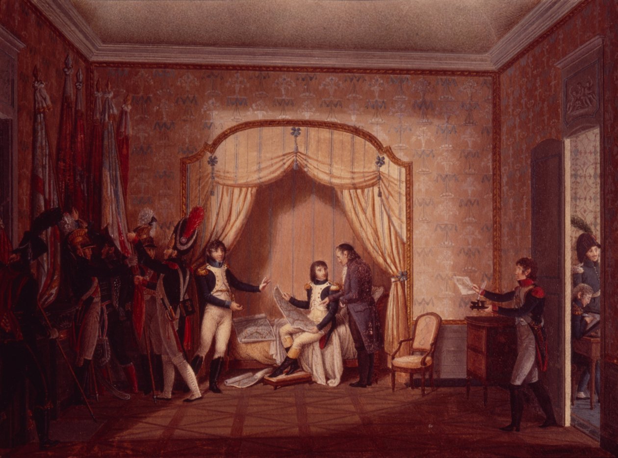 General de Marmont visar Bonaparte de fångade flaggorna från Montenetto och Cossaria, 1796 av Italian School