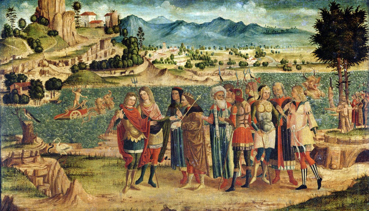 Laomedon vägrar Apollo och Poseidon deras belöning, ca 1500 (se även 111439) av Italian School