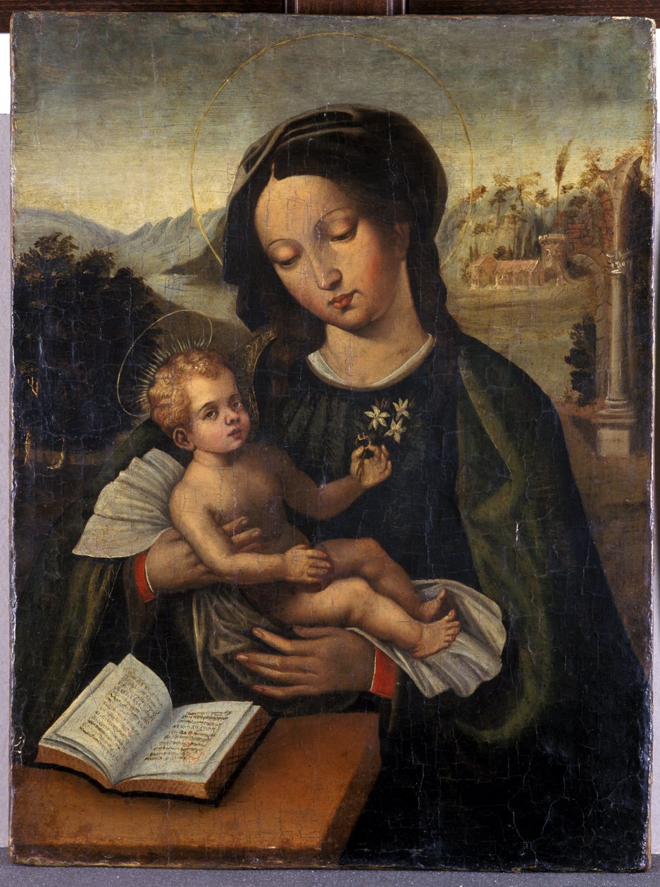 Madonna och barn (temperament på trä) av Italian School