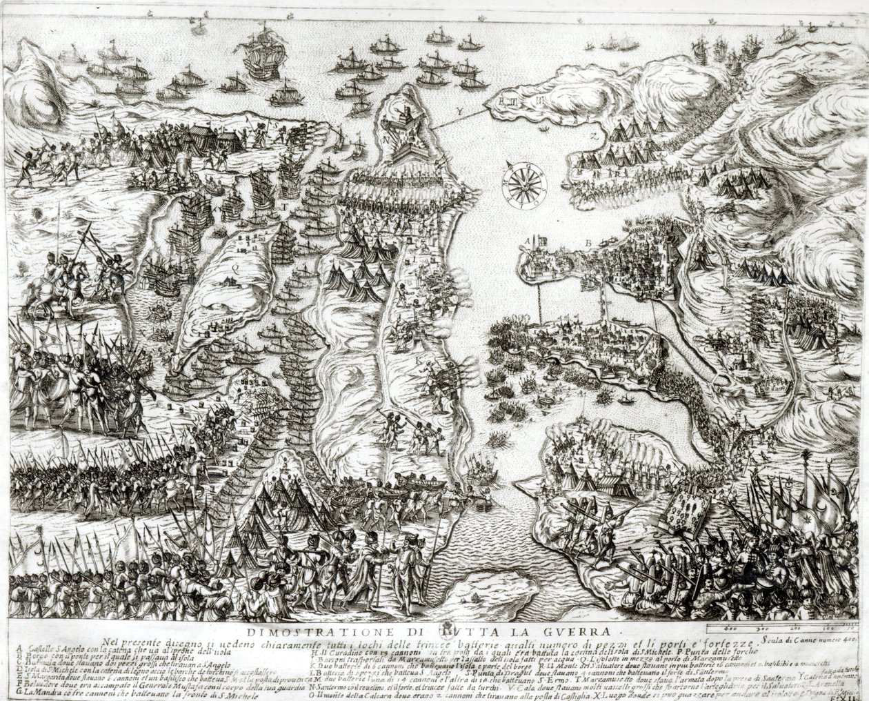 Kort over belejringen af Malta i 1565 swed av Italian School