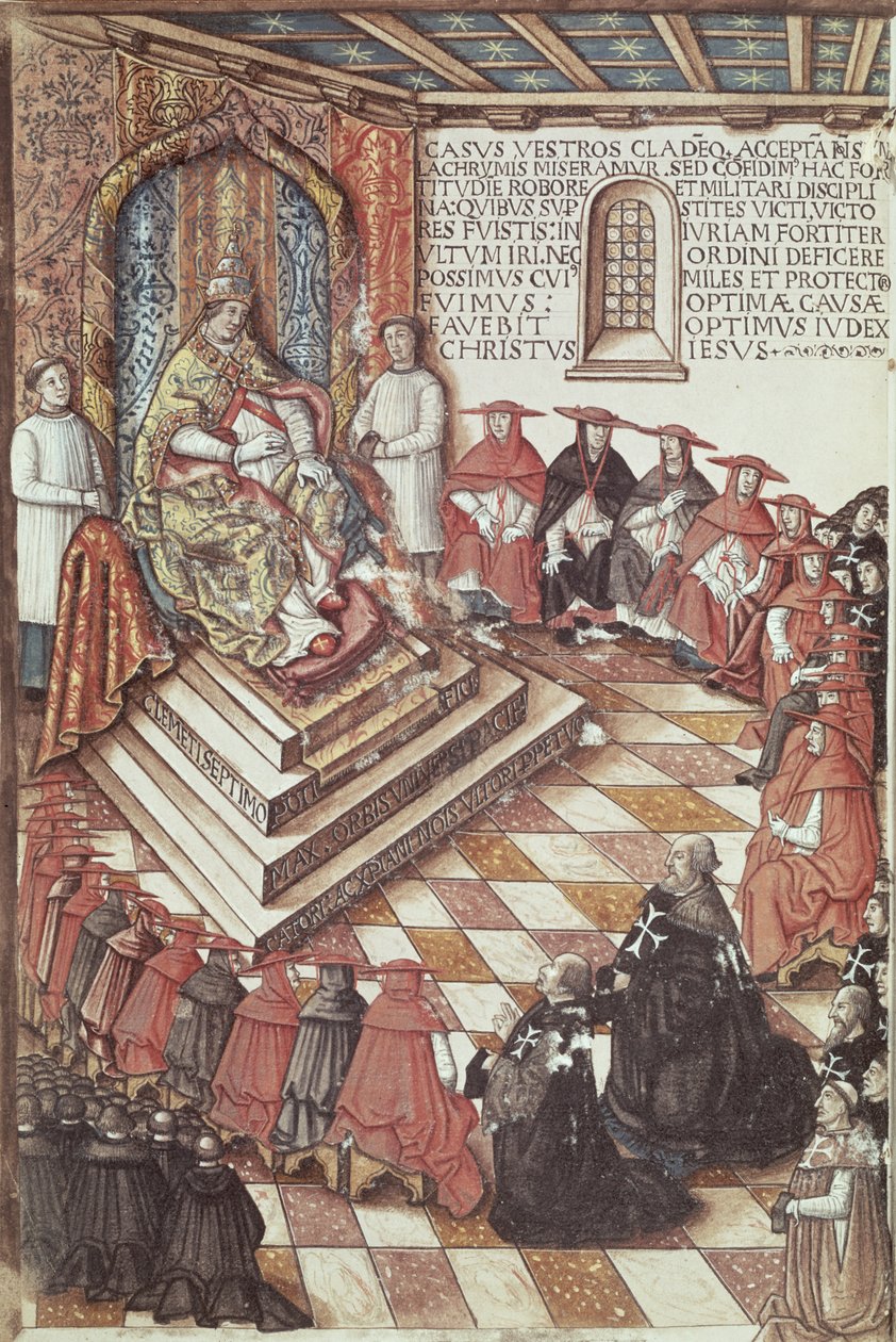 Ms 1163 fol.35v Påve Clemens VII (1478-1534) med sina kardinaler av Italian School