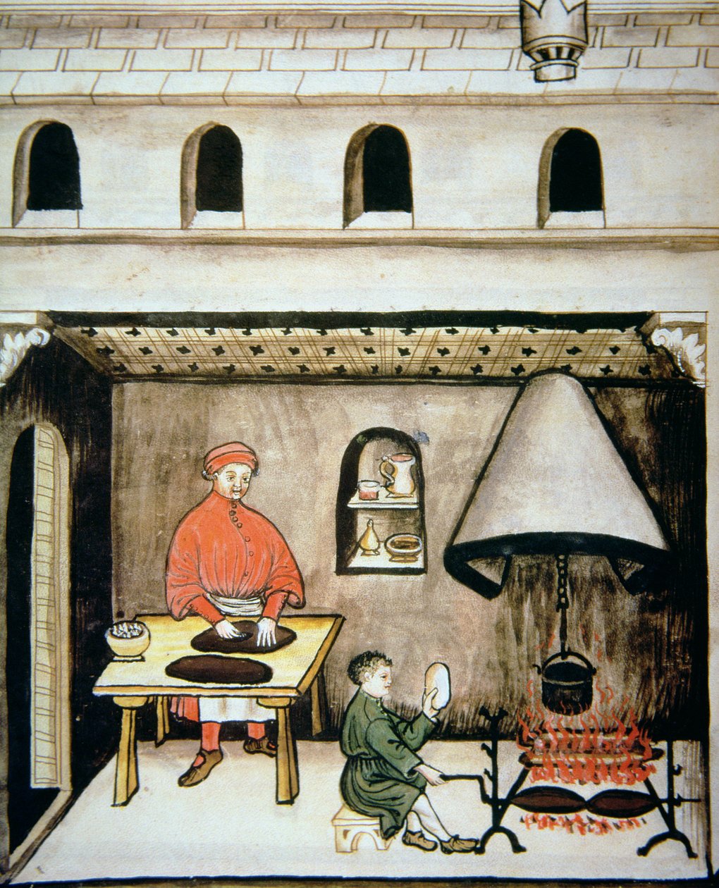 Nova 2644 fol.80v Beredning av mjälte, från Tacuinum Sanitatis av Italian School