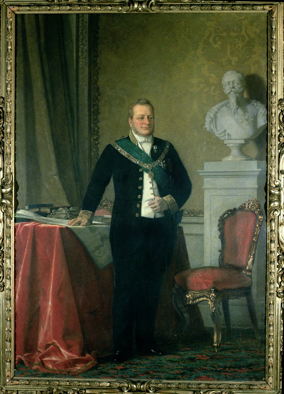 Porträtt av greve Camillo Berso av Cavour (1810-61) av Italian School