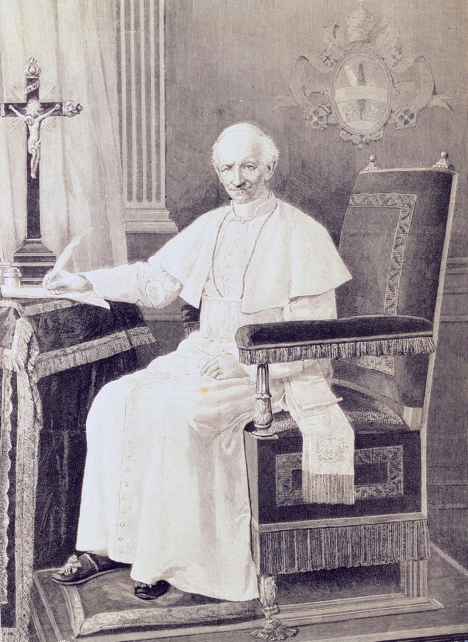 Porträtt av påven Leo XIII (1810-1903) av Italian School