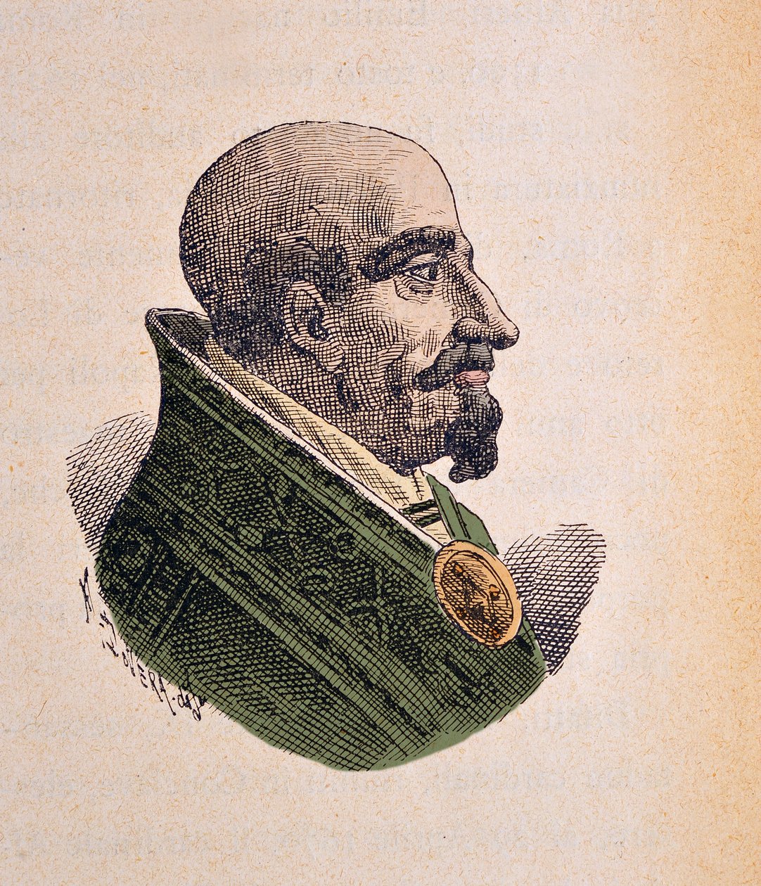 Porträtt av påven Clement IX (Clemente eller Clemens) (1667-1669), 1898 (gravyr med senare färgsättning) av Italian School