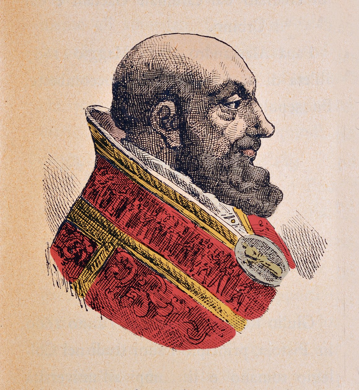Porträtt av påven Innocentius X (Innocenzo, Innocentius eller Giovanni Battista Pamphili) (1644-1655), 1898 (gravyr med senare färgsättning) av Italian School