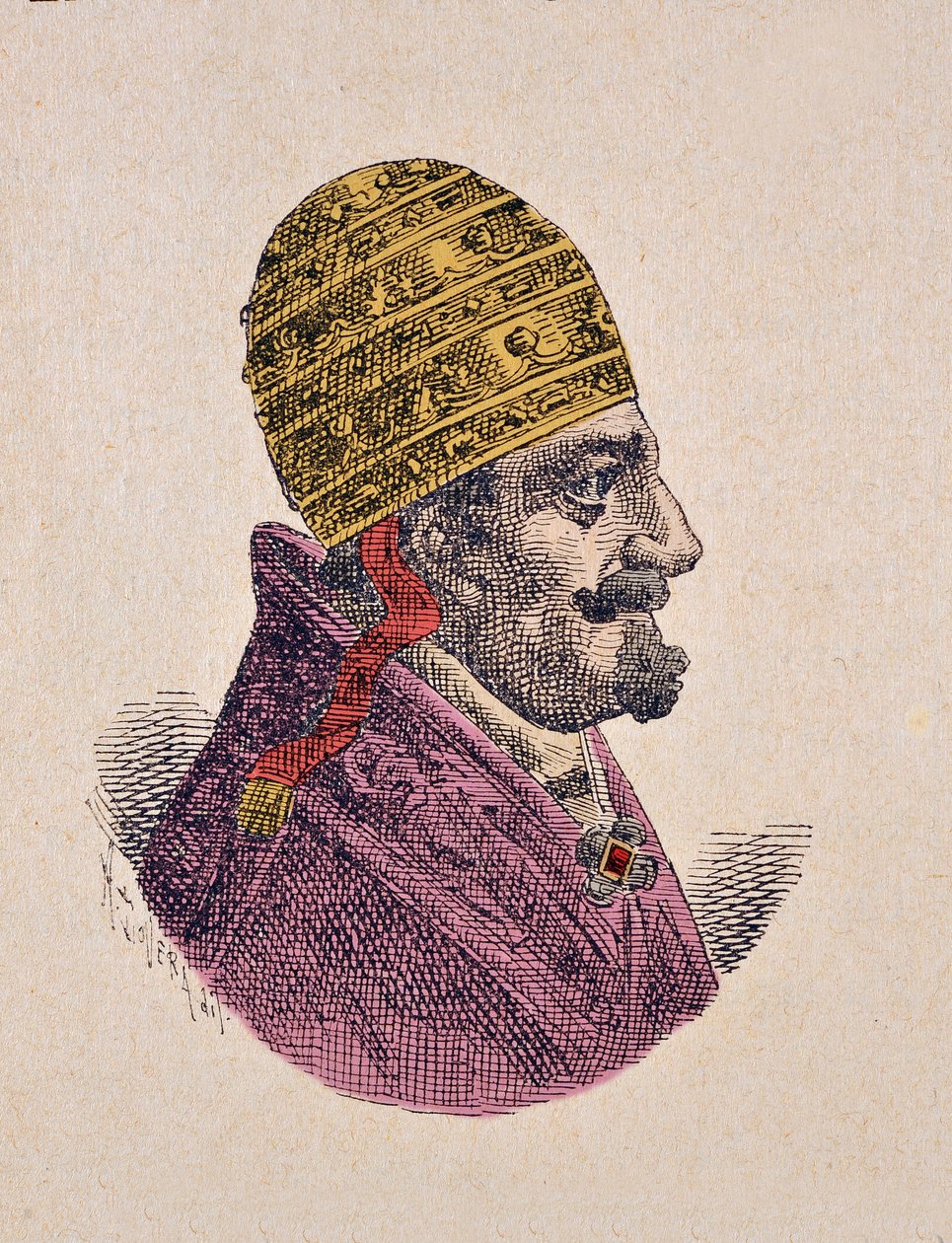 Porträtt av påven Innocentius XII (Innocenzo, Innocentius) (1691-1700), 1898 (gravyr med senare färgsättning) av Italian School